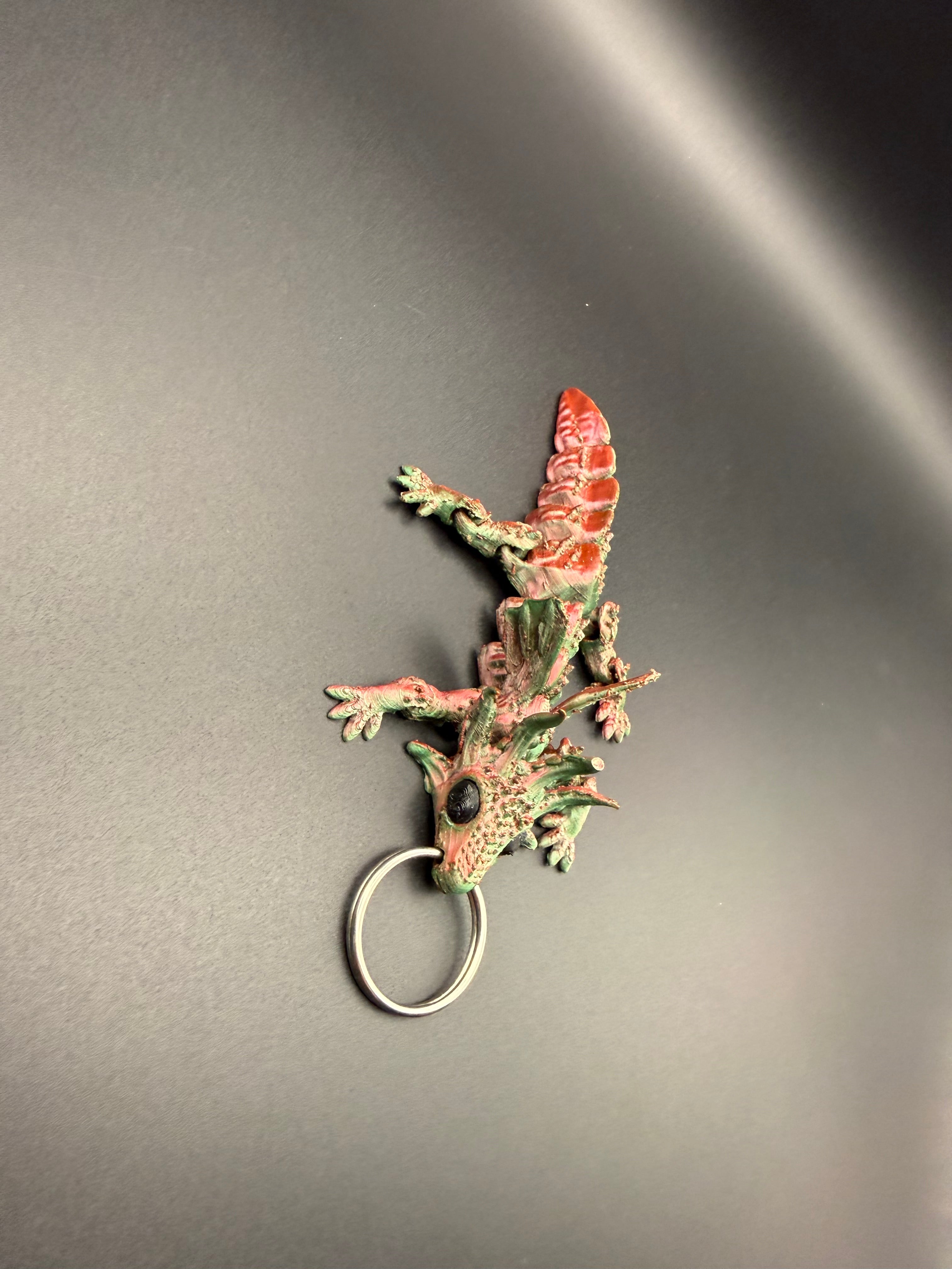 3D printed articulated dragon key ring